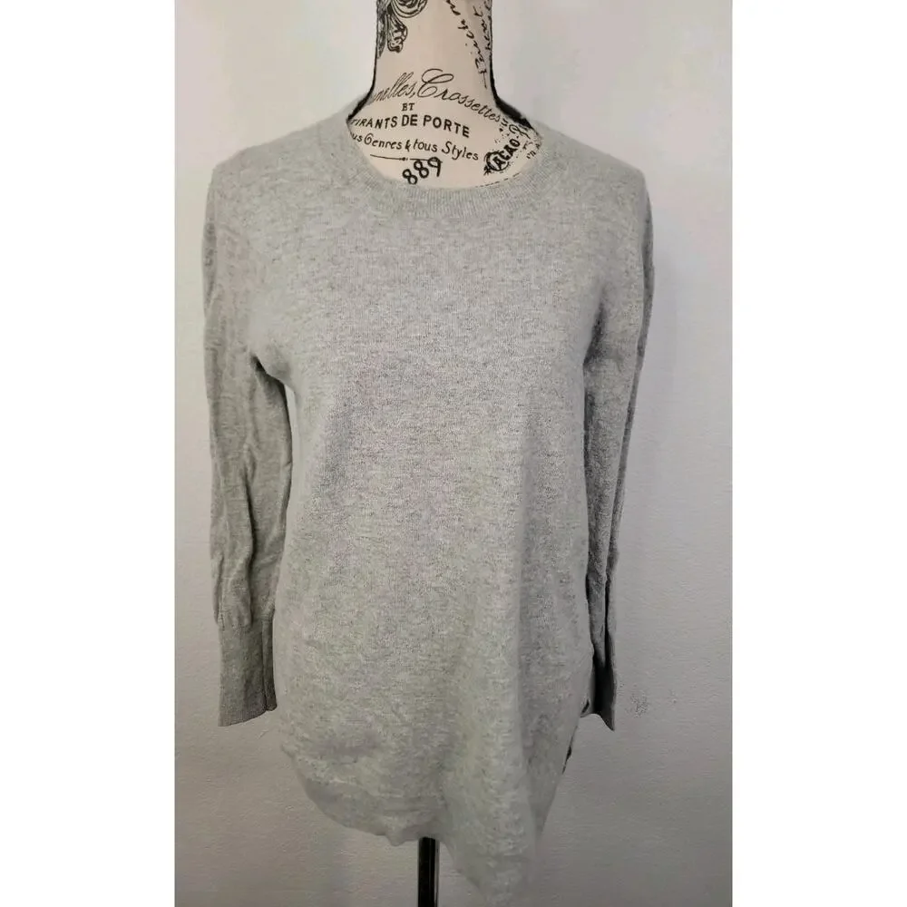 J. Crew Tunic Sweater Womens Sz Small Wool Blend Knit Crewneck Gray AC624